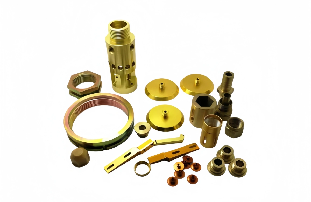 Close up view anodized aluminum parts