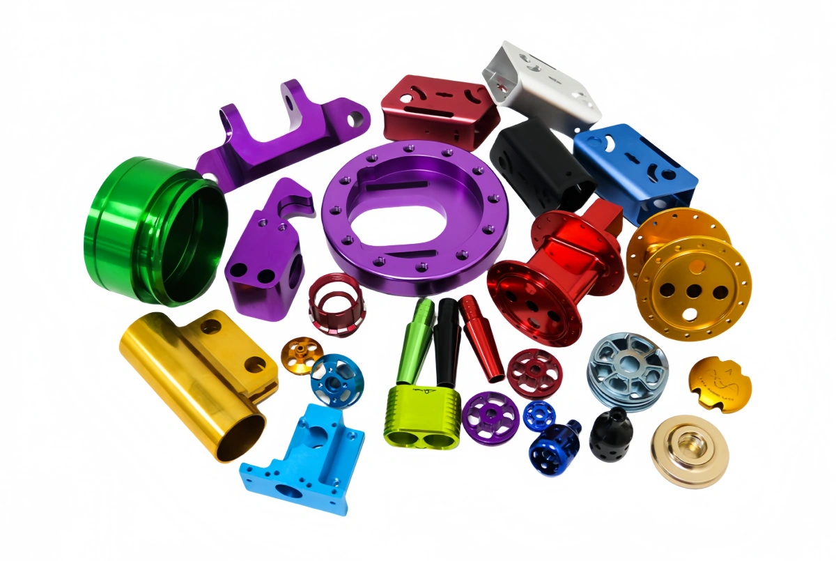 Various types of anodized aluminum parts