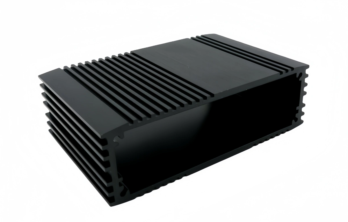 Anodized black aluminum enclosure extrusion