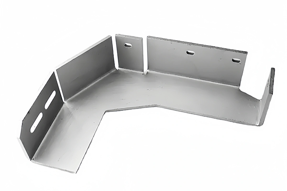 Close up of a perfect bending aluminum plate