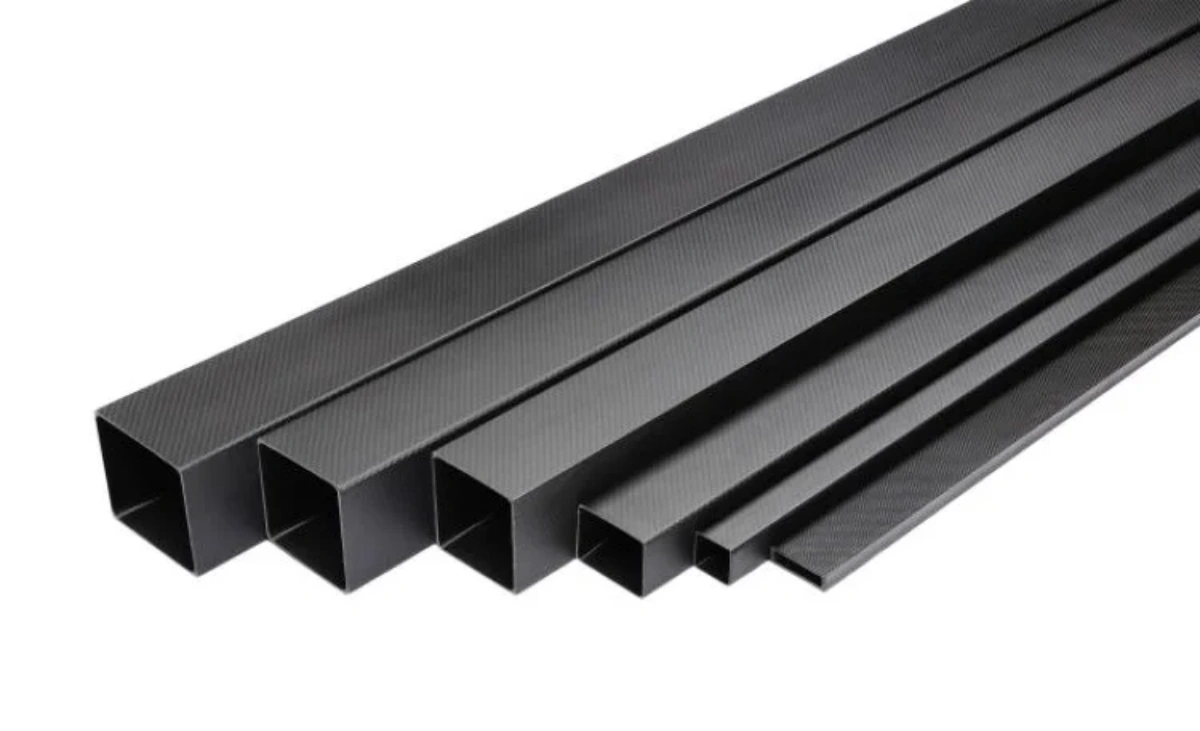 A lightweight aluminum extrusion square tube being held