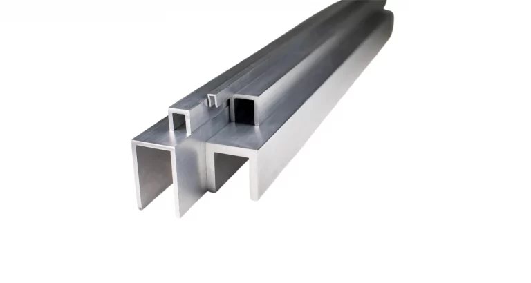 A stack of aluminum u channel extrusions