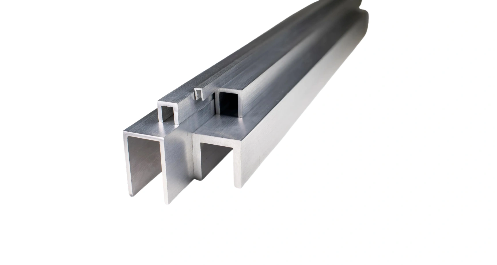 A stack of aluminum u channel extrusions
