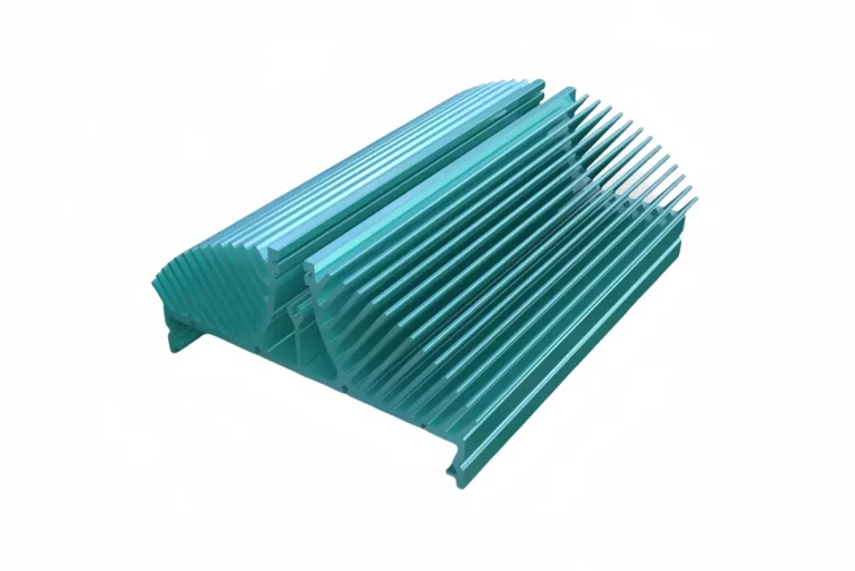 A variety of finished aluminum extrusion products