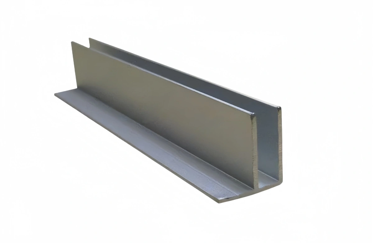 An aluminum f channel extrusion used for a ceiling panel