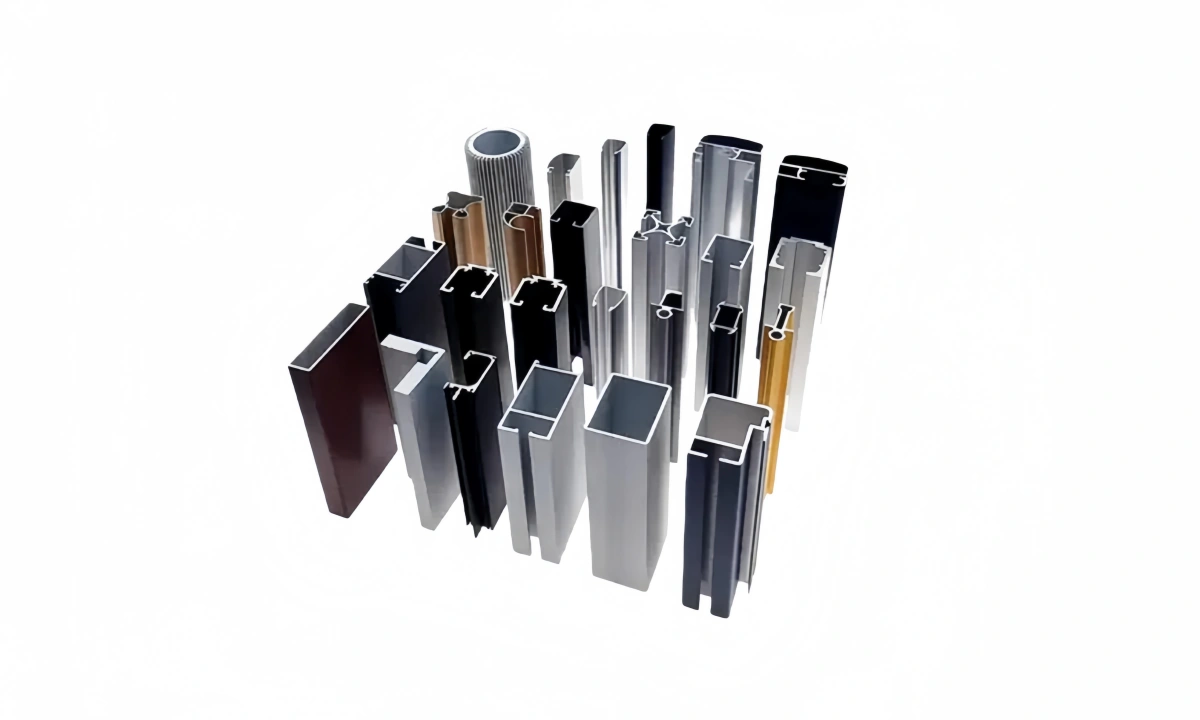 Architectural aluminum extrusions in a modern building facade