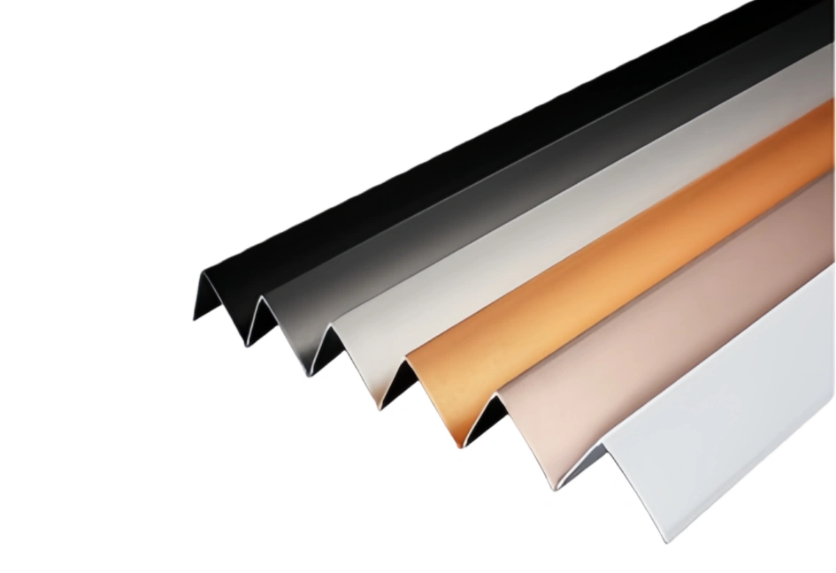 Anodized aluminum angle in architectural design