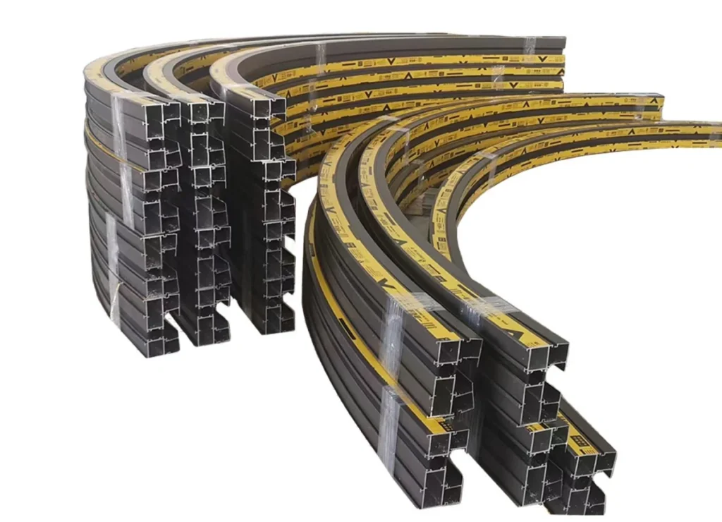 Curved parts after Aluminum profile stretch bending