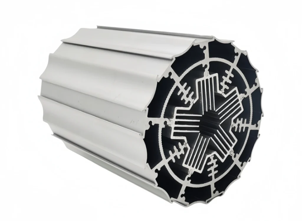 Stamped fins for an aluminum profile heatsink assembly