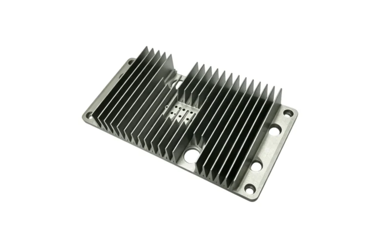 Close up of heatsink aluminum extrusion profile fins